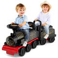 6V 2 Seater Ride On Train with Detachable Carriage, Under Seat Storage, Whistle & Flashing LED Lights, Trackless Electric Ride On Toy for Kids